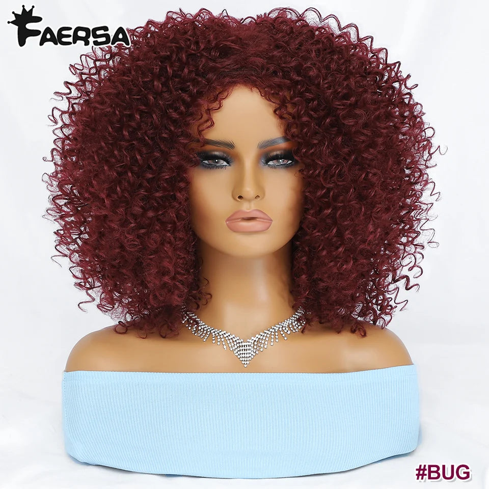 Short Hair Afro Kinky Curly Wig For Black Women Cosplay Blonde Synthetic Natural Red Wigs African Ombre HighTemperature