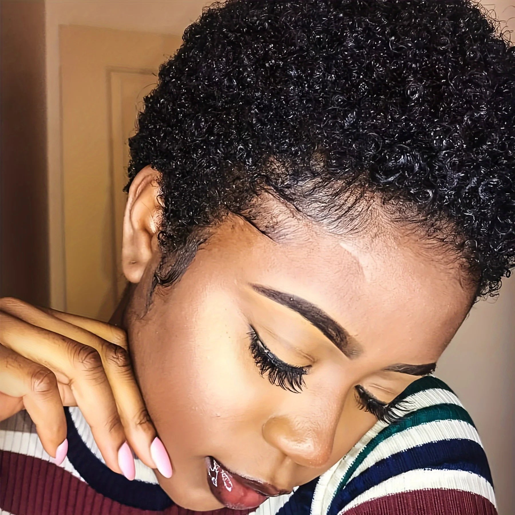 Short Afro Kinky Curly Wigs Human Hair Wig For Women Pixie Cut Wig Deep Wave Water Wave Short Wig Full Machine Made Wig