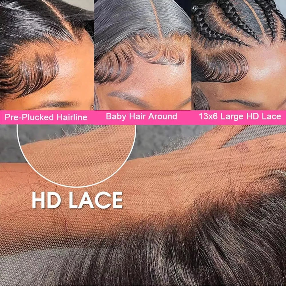 13x6 Lace Front Wigs Human Hair 200 Density Pre Plucked Deep wave 13x4 HD Lace Frontal Wigs Human Hair with Baby Hair for Women
