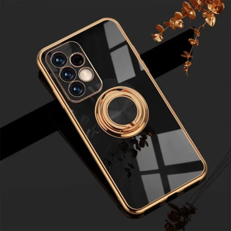 Plating Metal Ring Holder Phone Case For Samsung Galaxy A73 A57 A56 A55 A54 A53 A37 A36 A35 A34 A26 A25 A17 A16 5G Back Cover