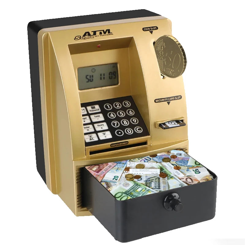 Smart ATM Savings Bank, Real Automatic Cashier Machine, Intelligent Estate Inspired Safe Storage Tank for Secure Money Saving