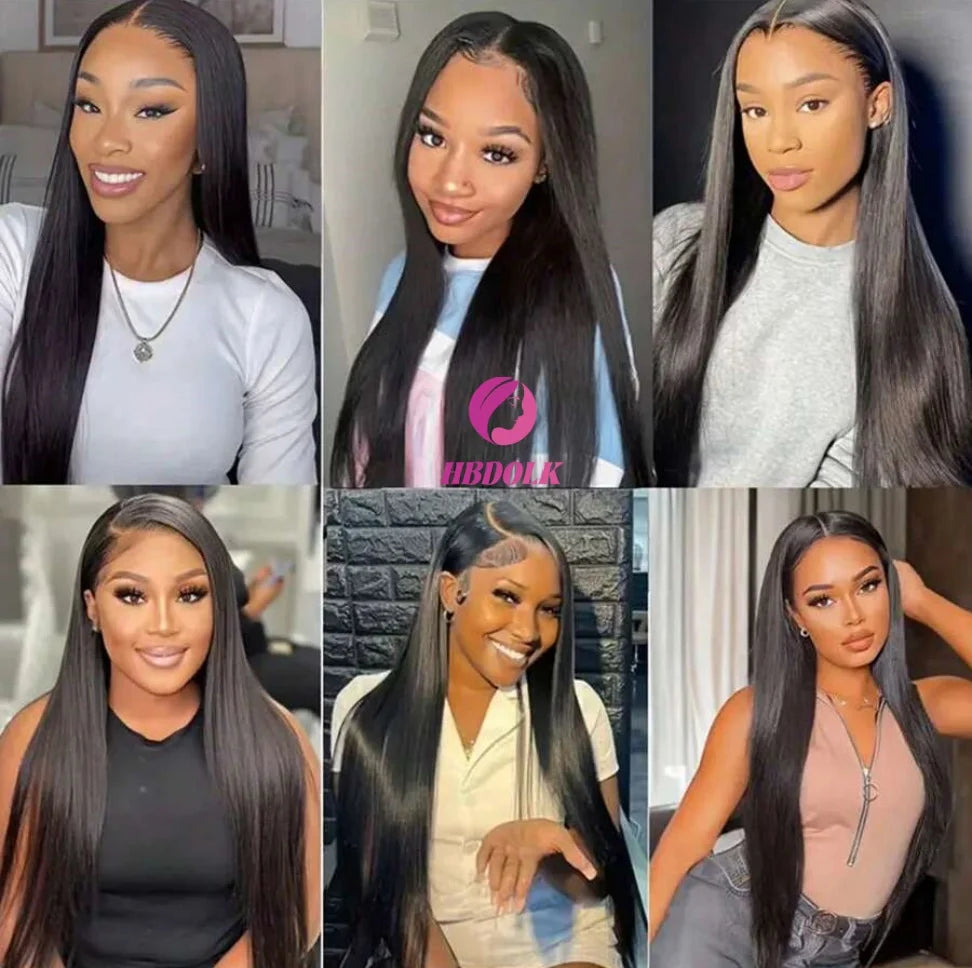 13x4 13x6 40 42 Inch HD Transparent 5x5 Straight Lace Front Wig 250 Density Brazilian  Lace Frontal Human Hair Wigs For Women