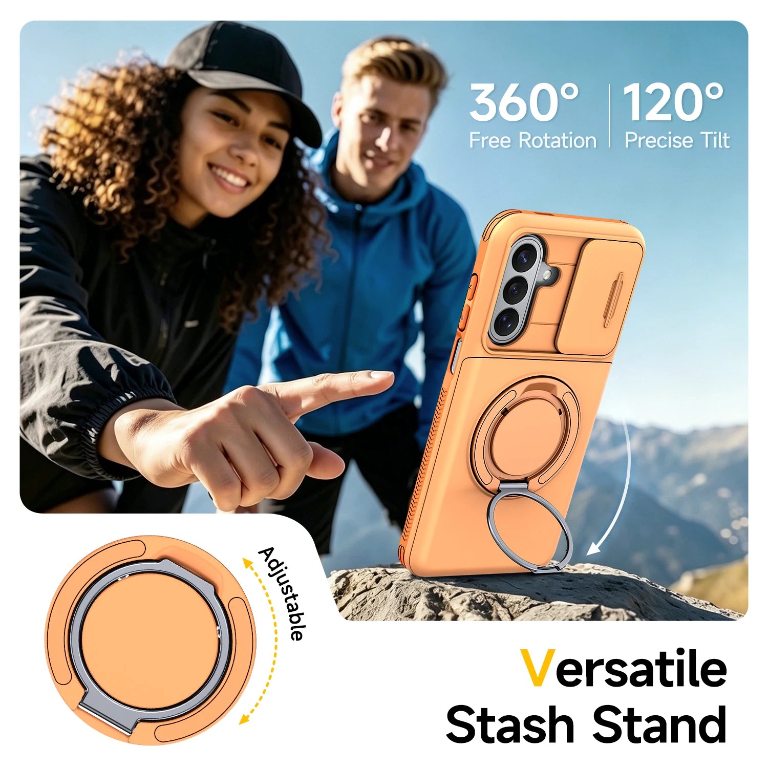 Armor Case For Samsung Galaxy A57 A27 A37 A17 A07 A56 A36 A26 A16 A06 A55 A35 A15 5G Slide Camera Protect With Card Holder Cover