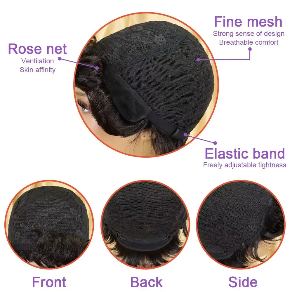 Short Afro Kinky Curly Wigs Human Hair Wig For Women Pixie Cut Wig Deep Wave Water Wave Short Wig Full Machine Made Wig