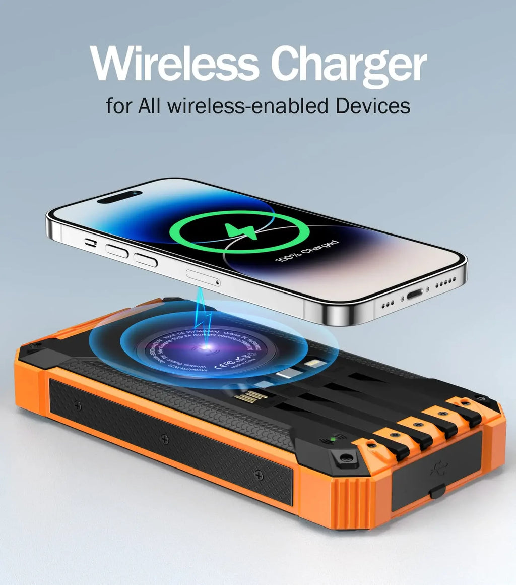 Multifunctional Waterproof Mobile Solar Power Bank Hot Trend Wireless Solar Mobile Fast Charger Portable Power Bank