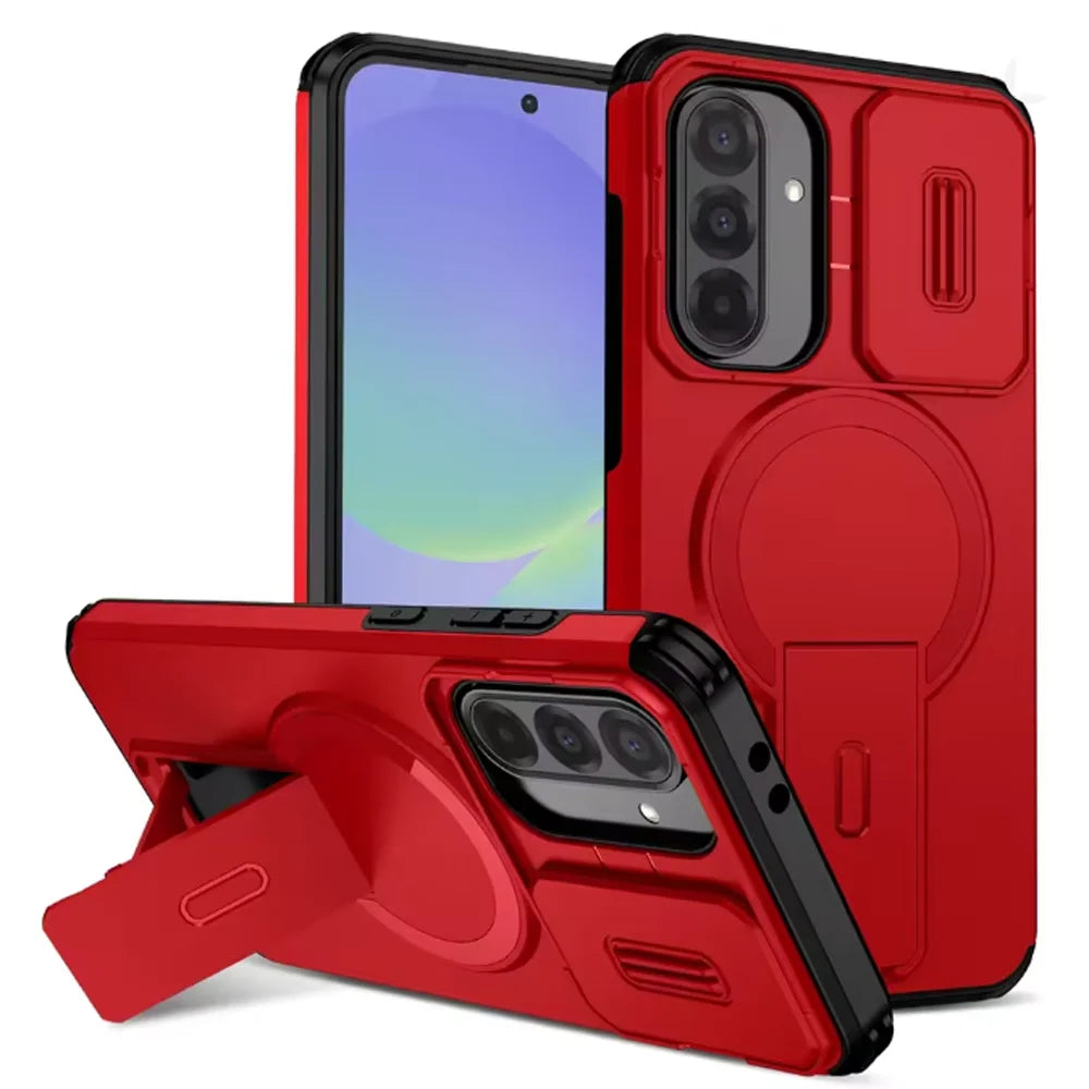 Magsafe Magnetic Charge Phone Case For Samsung Galaxy A15 A25 A35 A55 A56 A36 A26 A16 A57 A37 A17 5G Bracket Stand Holder Cover