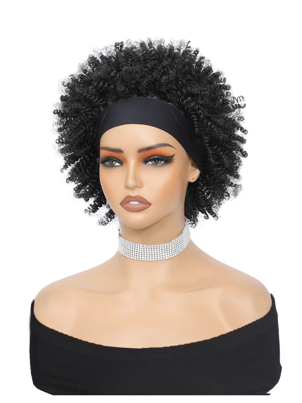 Afro Ombre Black Headband Wig Black Female Short African American Wig Synthetic African American Twisted Curly Headband Wig