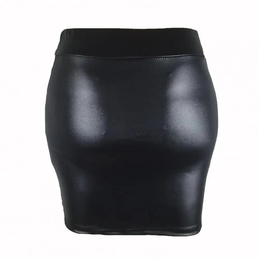 Summer Bodycon Pu Mini Skirt Women Faux Leather Solid Black Package Hip Regular Waist Office Lady Skirts Sexy Faldas mujer moda
